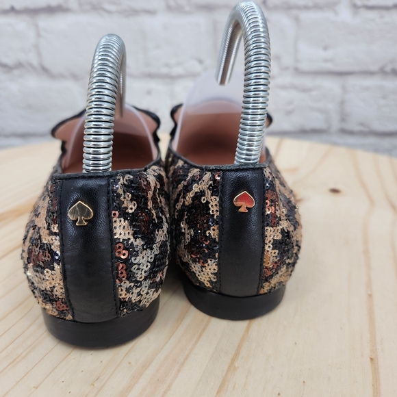 Kate Spade Caty Cape Sequined Leopard Print Loafers Size 7M - Picture 4 of 13